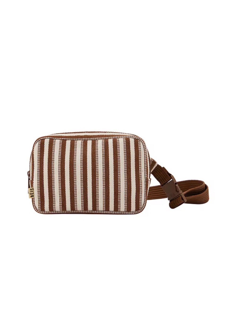 BEIS Brown and Cream Striped Crossbody Bag